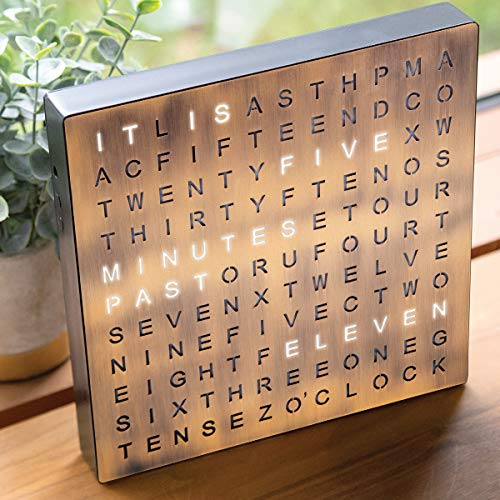 Light Up Electronic Word Clock Copper Finish with LED Light Display USB Cord 
